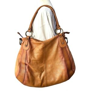 7 FOR ALL MANKIND ombré tan/brown leather hobo shoulder bag